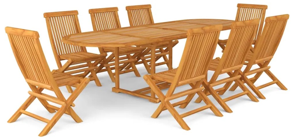 Set da Pranzo 9 pz in Legno Massello di Teak