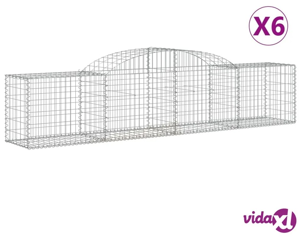 vidaXL Cesti Gabbioni ad Arco 6 pz 300x50x60/80 cm Ferro Zincato