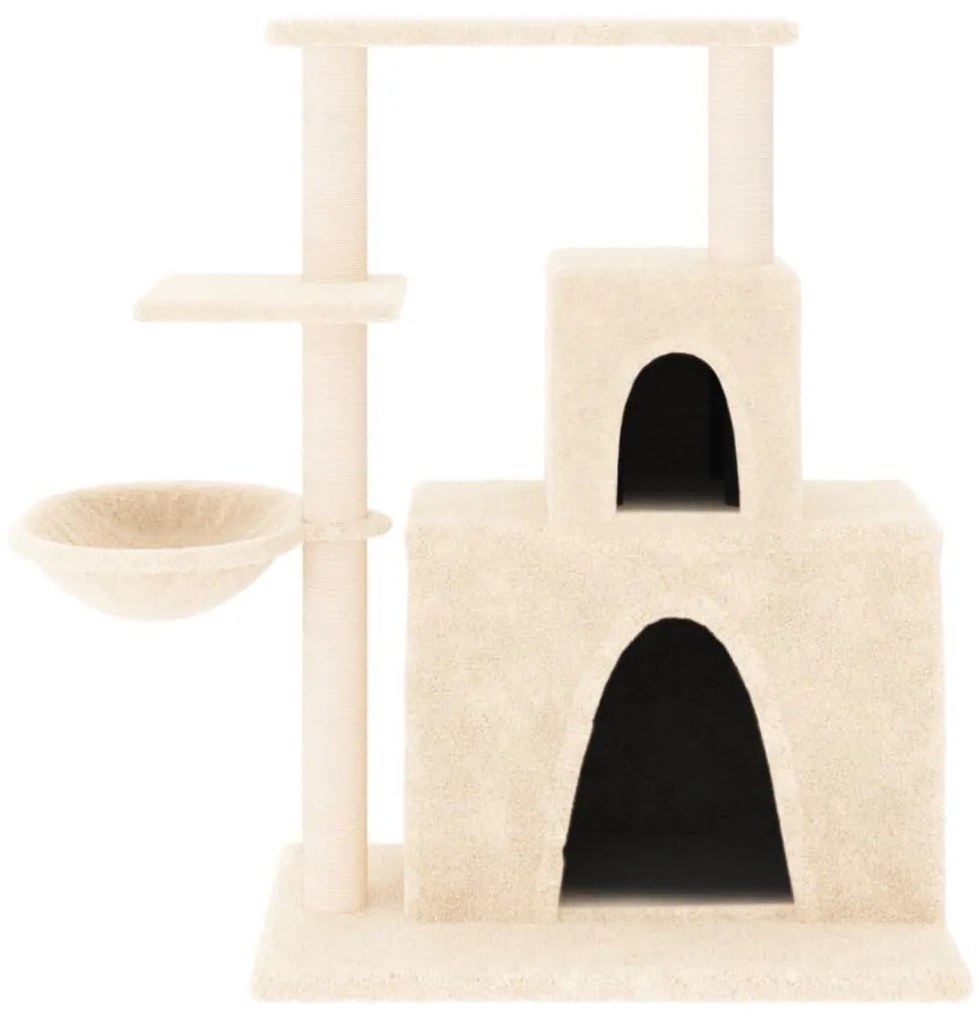 Albero per gatti con tiragraffi in sisal crema 83 cm