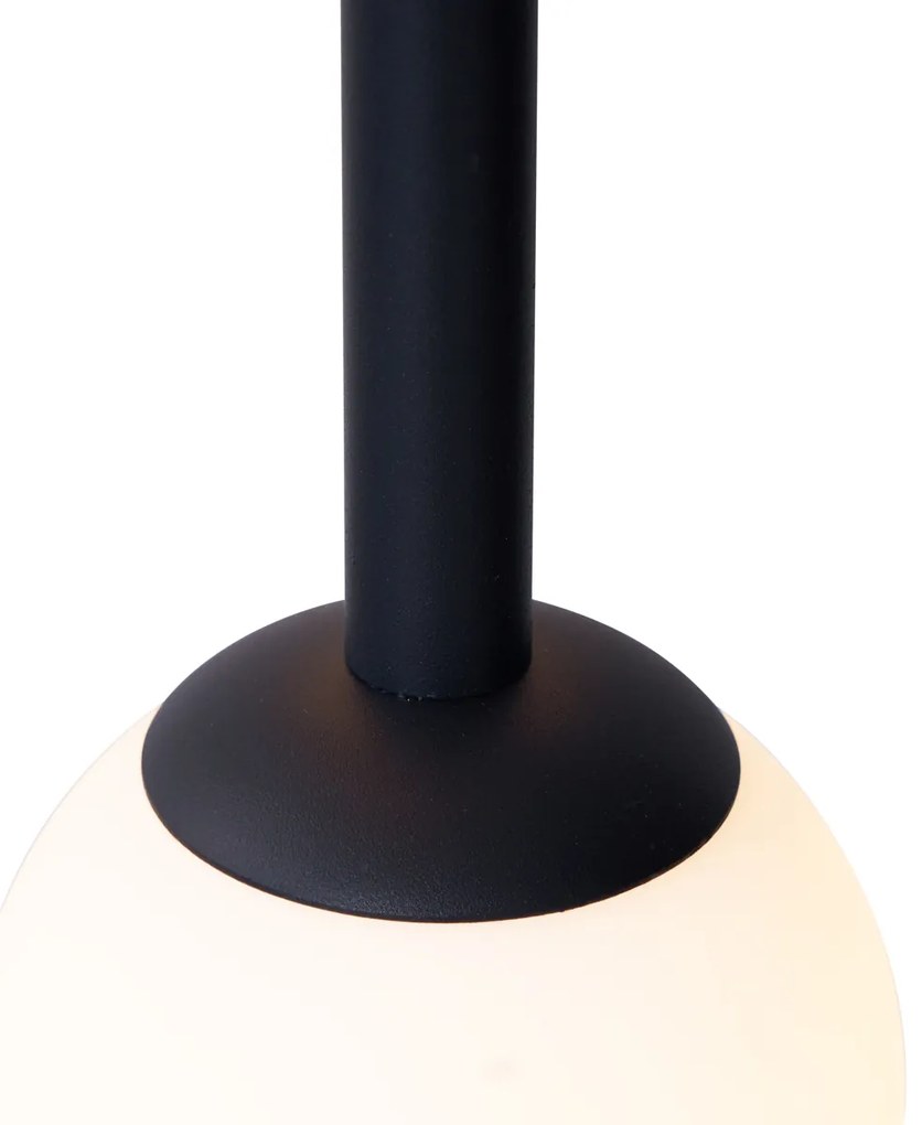 Lampada a Sospensione di Design Nera con Vetro Satinato a 5 Luci - Vertical