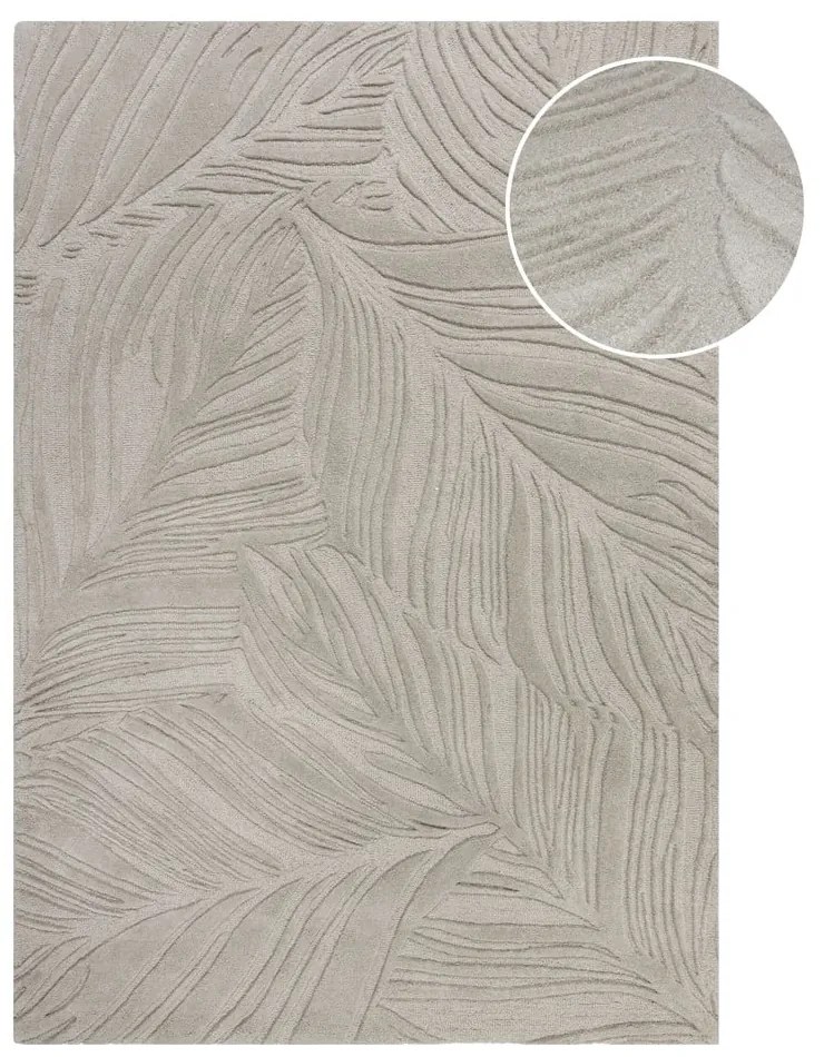 Tappeto in lana grigio 120x170 cm Lino Leaf - Flair Rugs