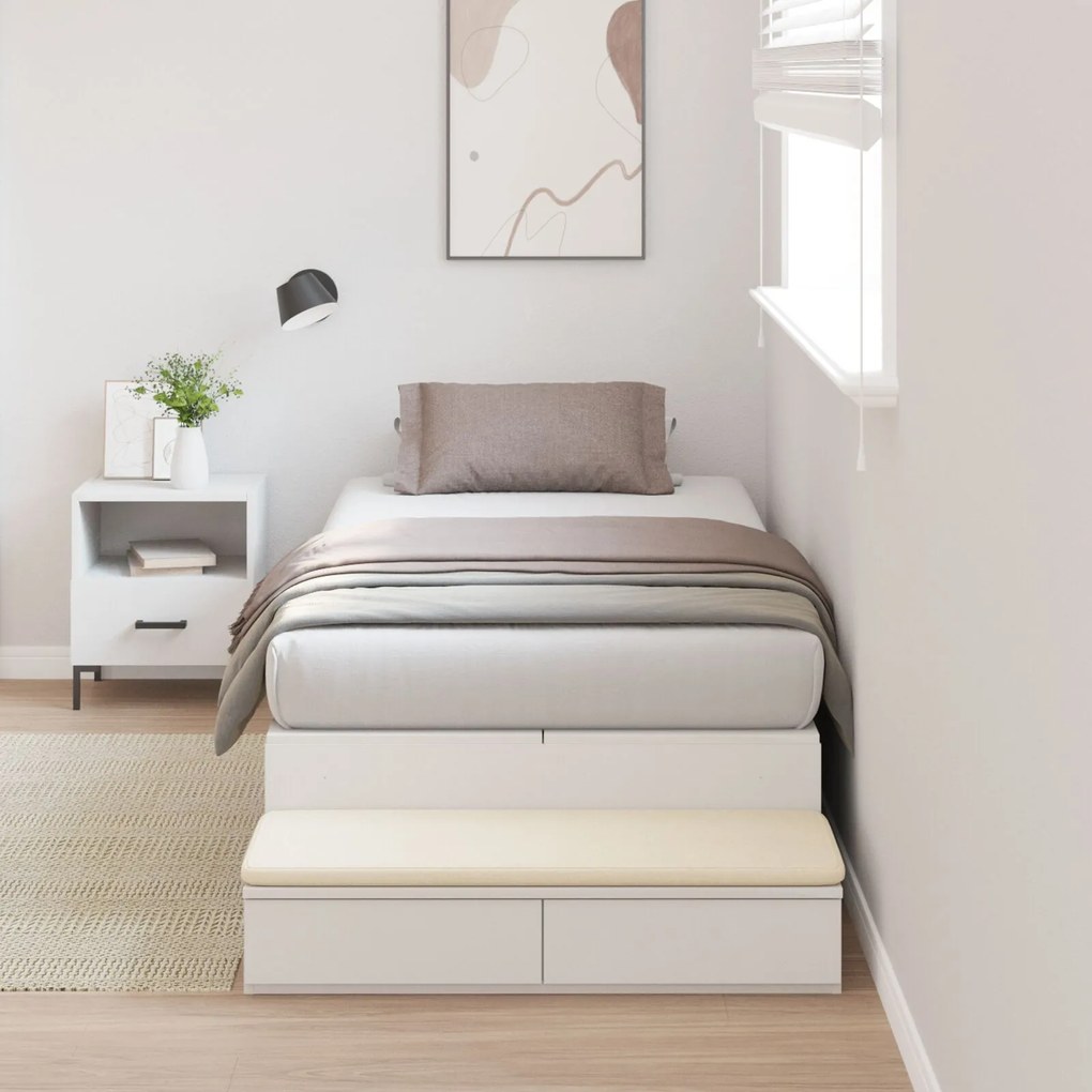 Struttura letto contenitore bianco legno ingegnerizzato