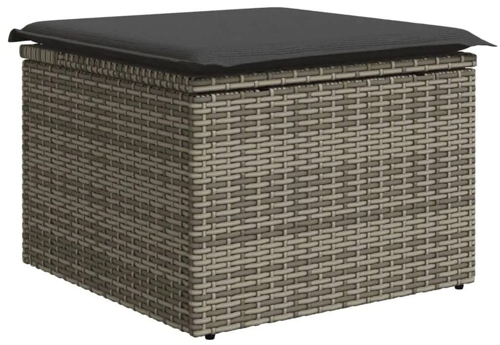 Set divani da giardino 11 pz con cuscini in polyrattan grigio