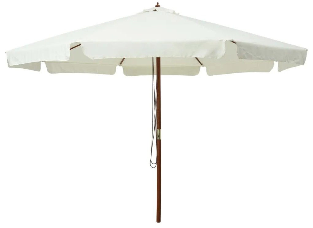 Ombrellone Da Esterno Con Palo İn Legno 330 Cm Bianco Sabbia /