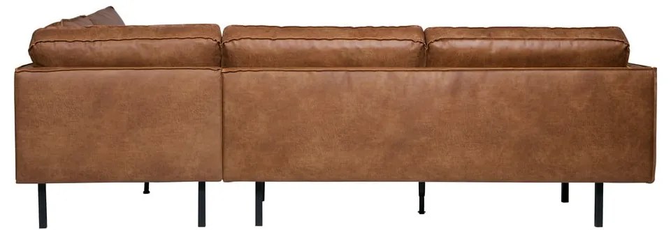 Divano angolare marrone (con penisola a destra/a L) con rivestimento in finta pelle Rodeo – WOOOD