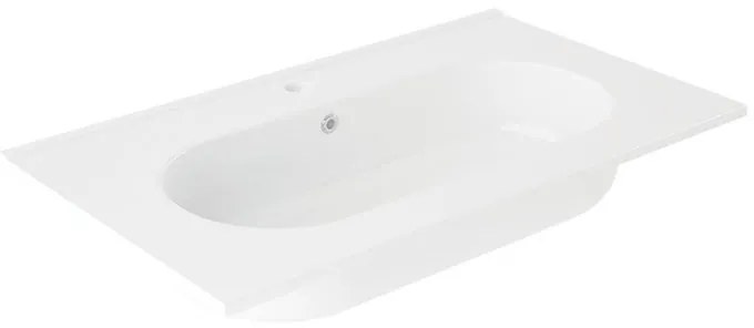 Lavabo a incasso rettangolare vasca centrale Ada L 81 x H 18 x P 46 cm in ceramica bianco lucido