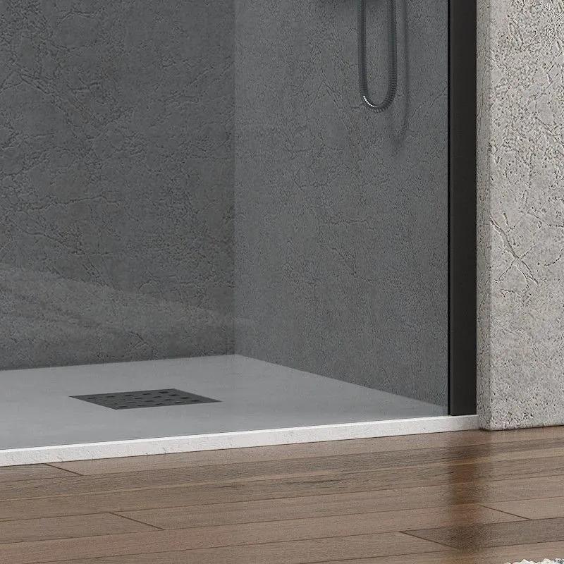 Kamalu - parete doccia walk in 120 cm con vetro fumé e profilo nero opaco kw-100bf