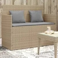 Panca da Giardino con Cuscini Beige in Polyrattan 365765