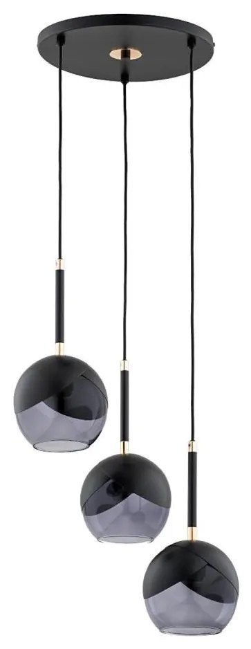 Lampadario a sospensione con filo MILTONA 3xE27/60W/230V nero/grigio