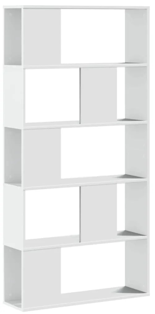 Libreria 5 ripiani bianca 80,5x23,5x162,5cm legno multistrato