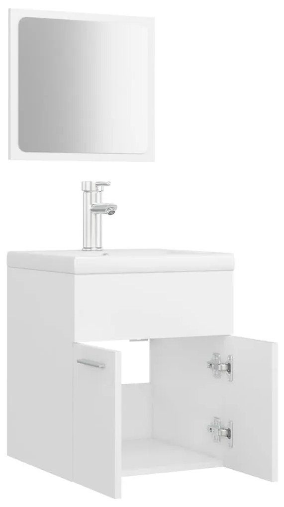 Set mobili da bagno bianco in legno multistrato