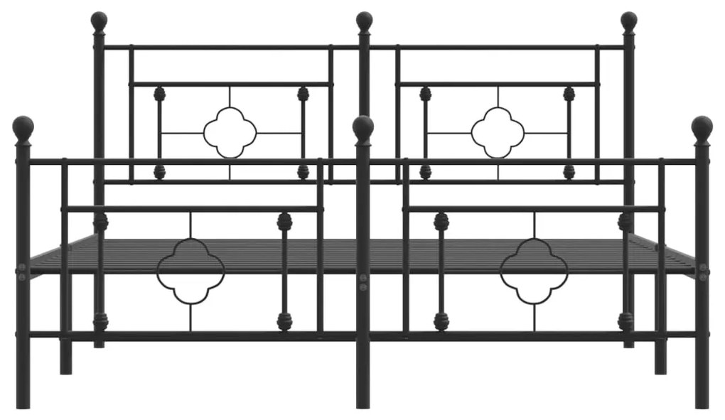 Giroletto con Testiera e Pediera Metallo Nero 150x200 cm