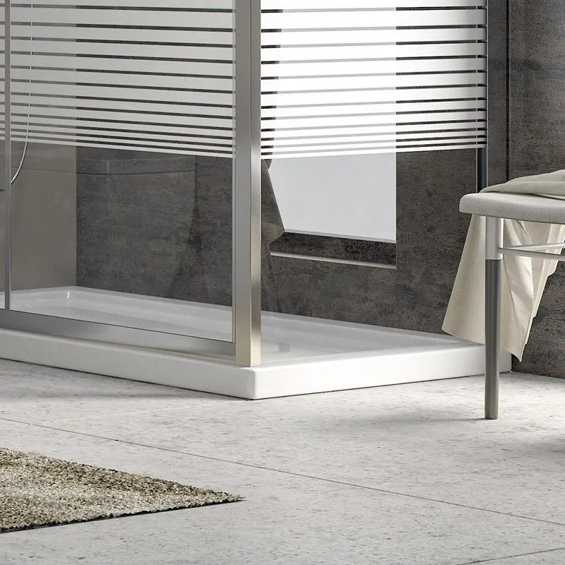 Kamalu - Box doccia angolare 120x70 vetro fisso 70cm serigrafato apertura scorrevole | K410NS