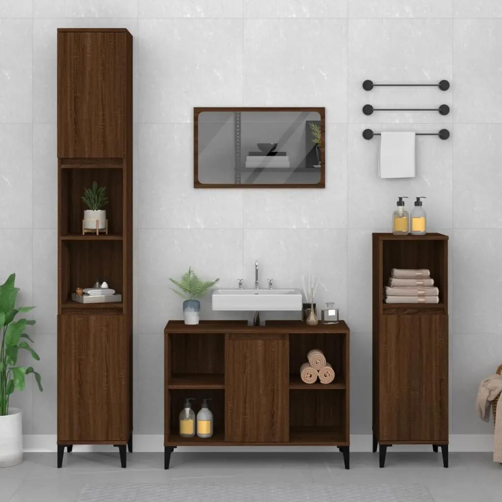 Mobile lavabo rovere marrone 80x33x60 cm in legno multistrato