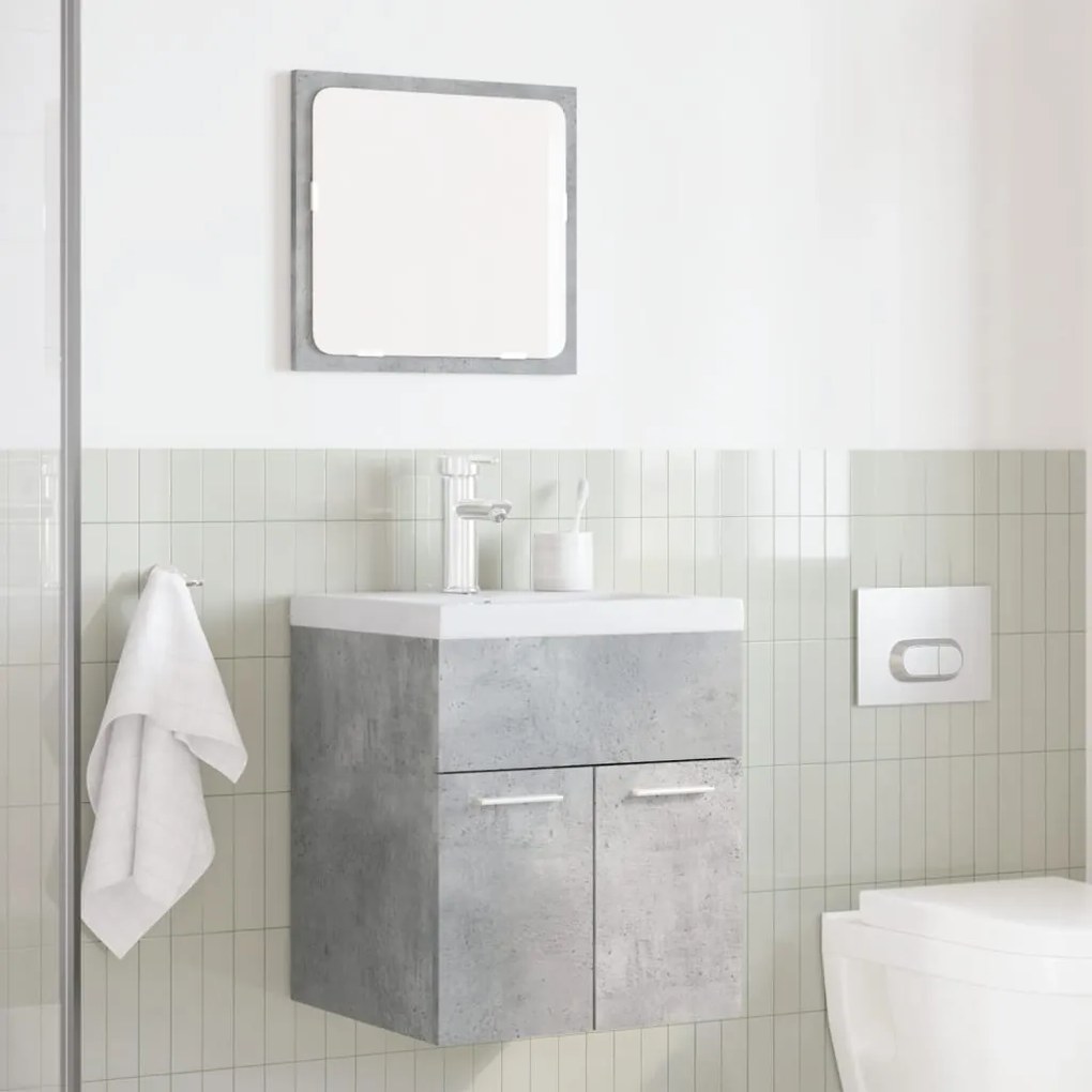 Set mobili da bagno 2 pz grigio cemento in legno multistrato