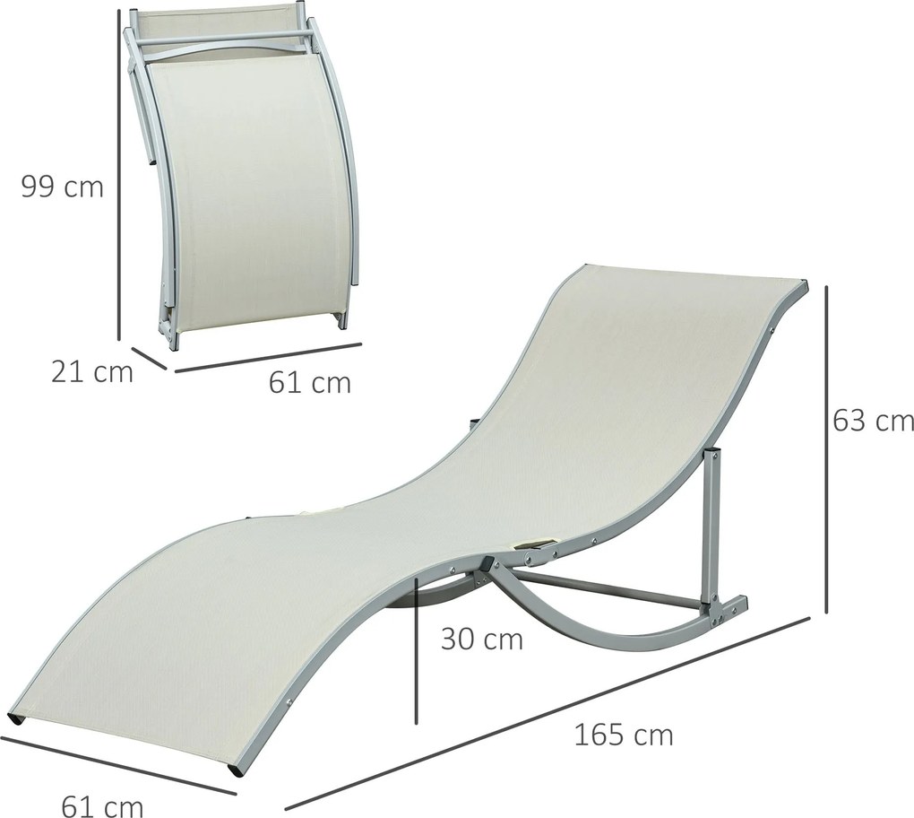 Set 2 Lettini Prendisole da Giardino 61x165x63 cm in Alluminio e Textilene Beige...