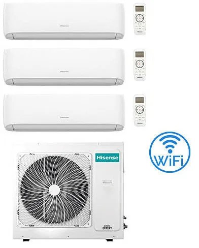Climatizzatore Condizionatore Hisense Hi Comfort Wifi R32 Trial Split Inverter 7000 + 7000 + 12000 btu con u.e. 3AMW72U4RJC Classe a++/a+