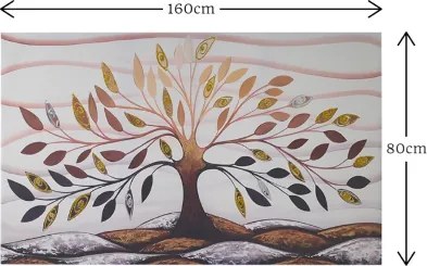 Quadro tela moderno 80x160 cm Albero Della Vita con dettagli in argento e oro