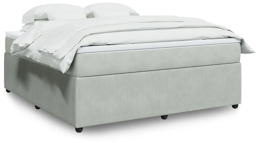 Giroletto A Molle Con Materasso Grigio Chiaro 180x200cm Velluto /