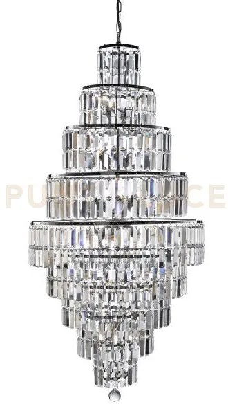 Lampadario empire 13lt - metallo cromato e cristallo trasparente