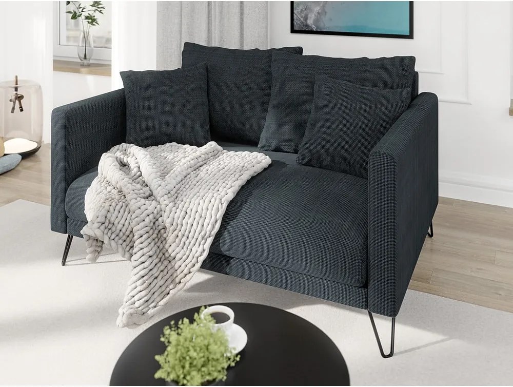 Divano grigio scuro con rivestimento in ciniglia 140 cm Freya – Ropez