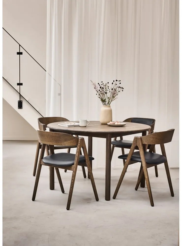 Tavolo da pranzo rotondo pieghevole in rovere marrone scuro ø 120 cm Noor - Hammel Furniture