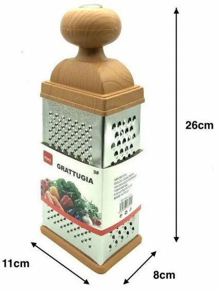 Trade Shop - Grattugia Manuale 4 Facce In Acciaio Inox Frutta Verdura Formaggio Scaglie Fine