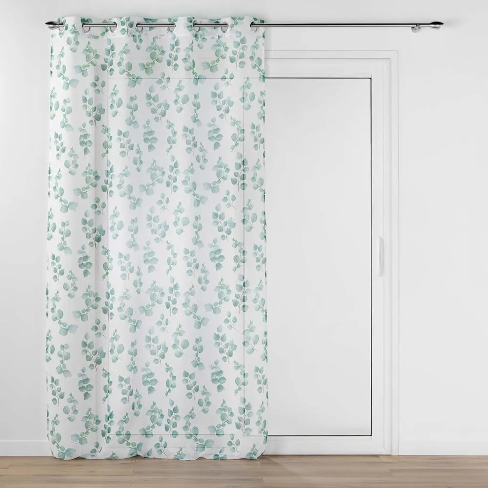 Tenda in voile bianco-verde 140x280 cm Leandre - douceur d'intérieur