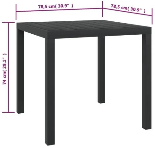 Tavolo da Giardino Nero 80x80x74 cm in Alluminio e WPC
