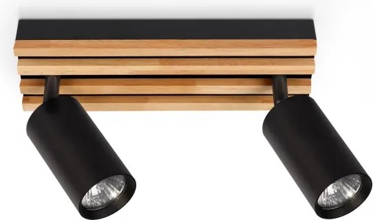 Brilagi - Faretto SELE WOOD 2xGU10/30W/230V nero/legno