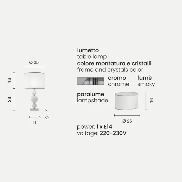 Lampada da tavolo TEBE 25x44 cm in vetro lavorato a mano Fumč