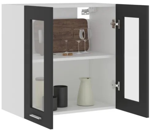 Armadio Sospeso con Vetro Grigio 60x31x60 cm in Truciolato
