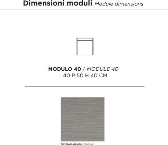 Mobile sospeso bagno 1 anta 40 cm in nobilitato PIAVE Tortora frassinato