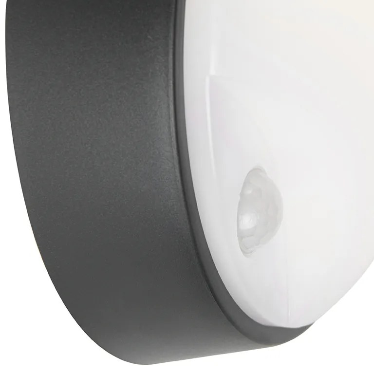 Lampada da parete per esterni nera con LED e sensore di movimento IP54 - Hortus