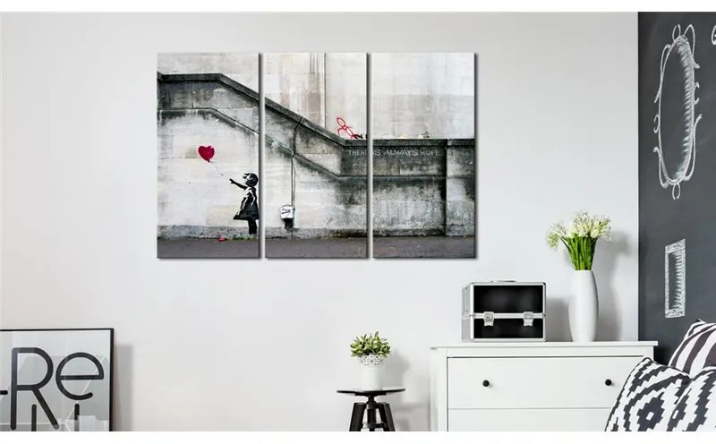 Quadro Girl With a Balloon by Banksy  Colore Rosso, Dimensioni e Misure 90x60