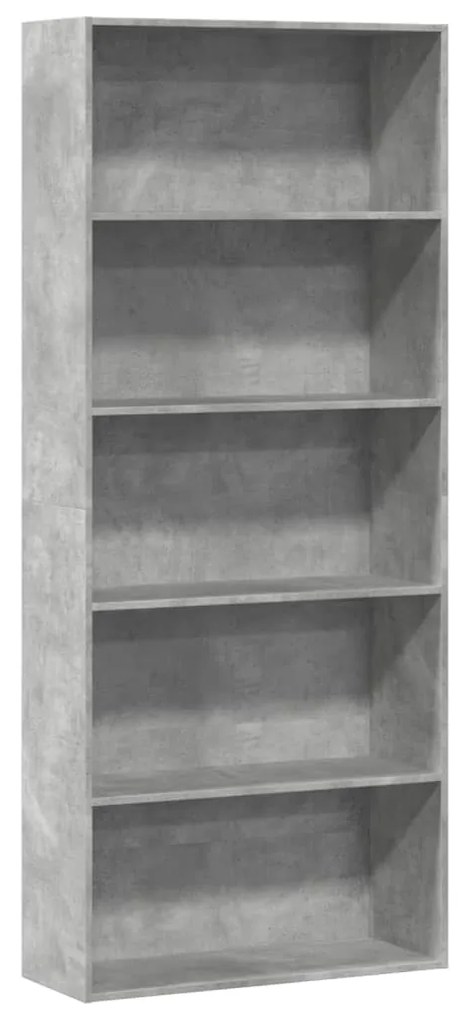 Libreria Grigio Cemento 80x30x189 Cm İn Legno Multistrato /