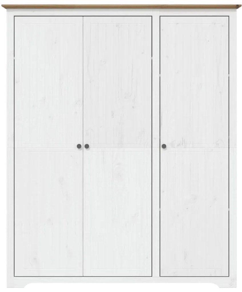 Armadio bodo 146x53,5x173 cm legno massello pino bianco marrone