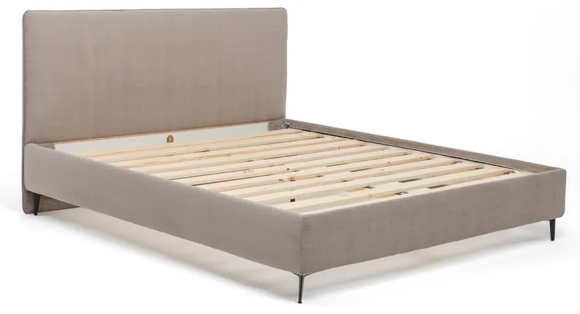 Letto matrimoniale imbottito grigio tortora con rete inclusa 160x200 cm Noira Slim – Bonami Selection