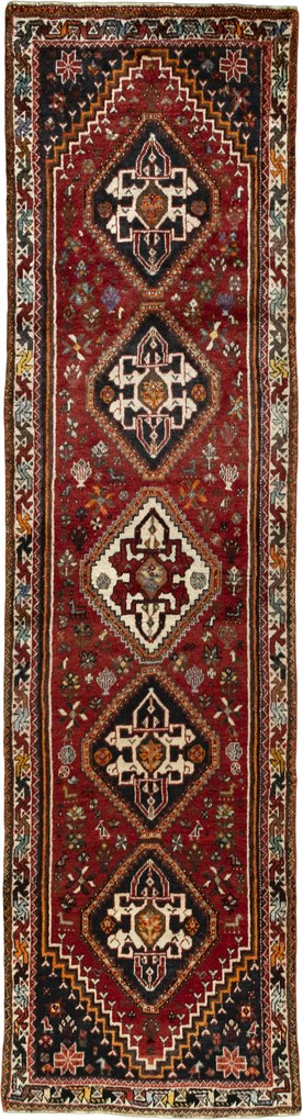 Shiraz Tappeto persiano 90x320 Rosso (Iran) Annodato A Mano