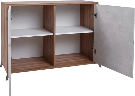 Madia in legno 107 cm a 2 ante Cemento Chiaro e struttura Noce Chiaro - LAELA