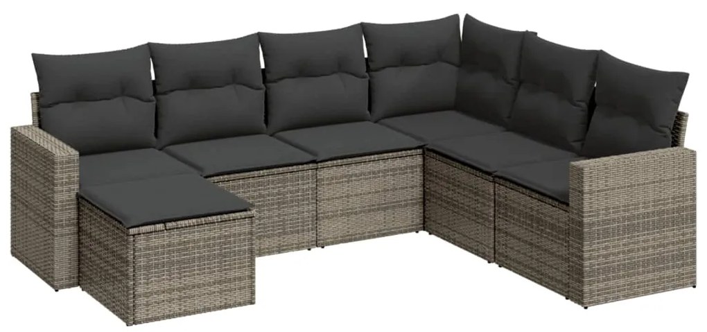 Set divani da giardino 7 pz con cuscini grigio in polyrattan