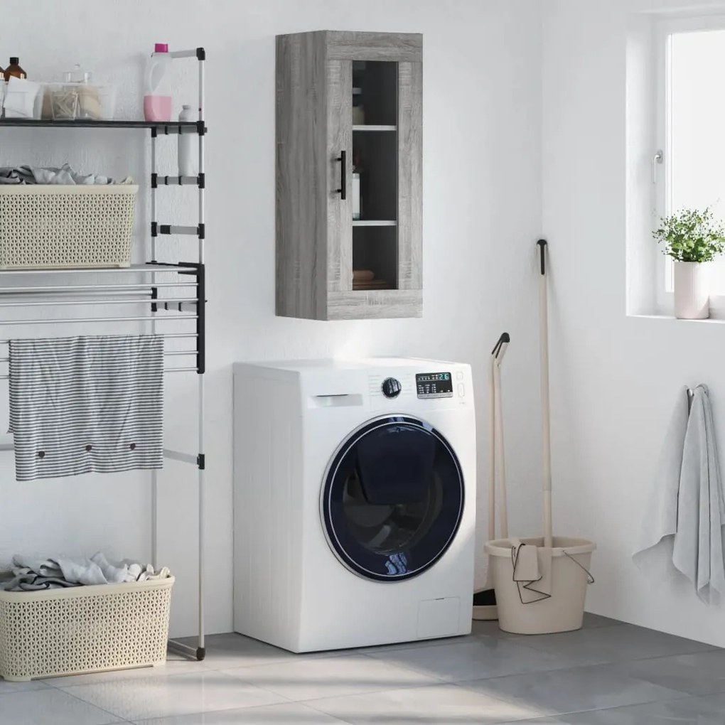 Mobile A Parete Grigio Sonoma 34,5x34x90 Cm /