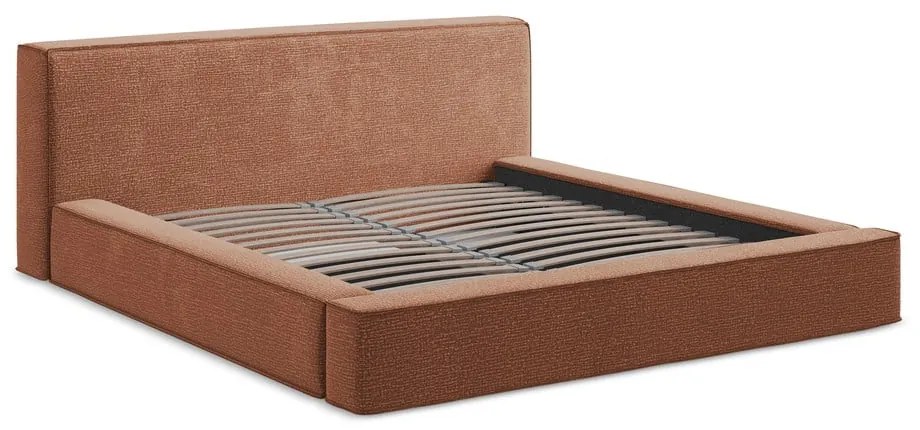 Letto matrimoniale imbottito color terracotta con contenitore e rete inclusi 180x200 cm Noho – Makamii