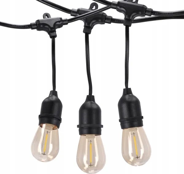 Catena luminosa LED da esterno 20xE27/1W/230V 11,44 m IP44 nera