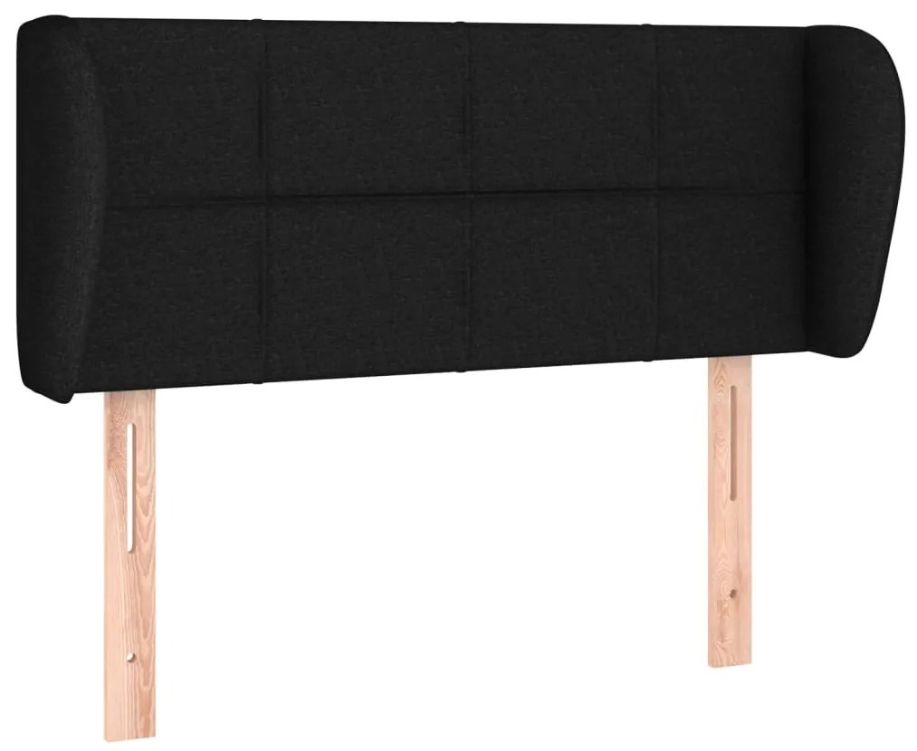 Testiera ad orecchio nera 93x23x78/88 cm in tessuto