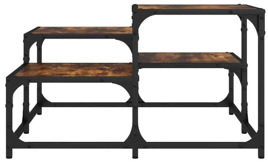 Tavolino da salotto rovere fumo 68x68x40cm in legno multistrato