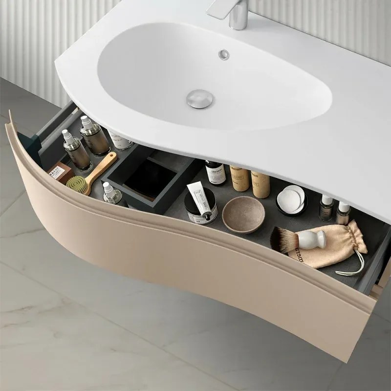 Mobile bagno sospeso 90 cm Melody cappuccino con vasca a sinistra
