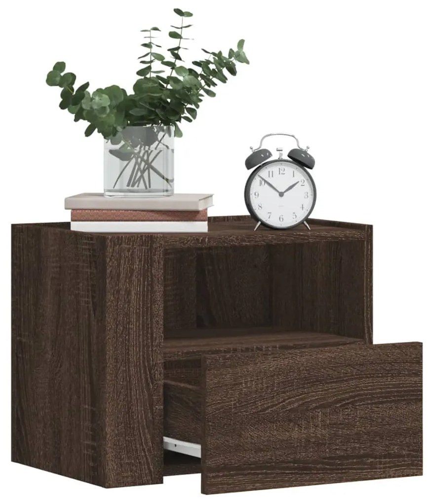 Comodini A Muro 2 Pz Rovere Marrone 45x30x35 Cm /