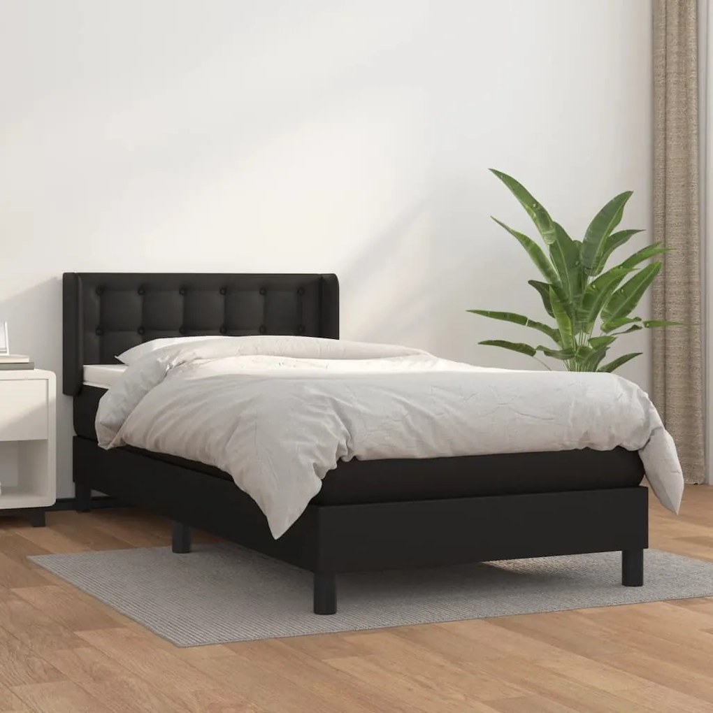 Giroletto A Molle Con Materasso Nero 100x200 Cm İn Similpelle /