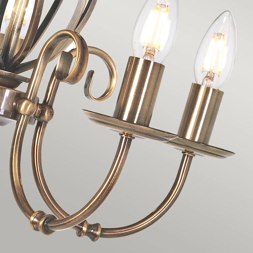 Lampadario Classico Artisan Acciaio Ottone Anticato 5 Luci E14